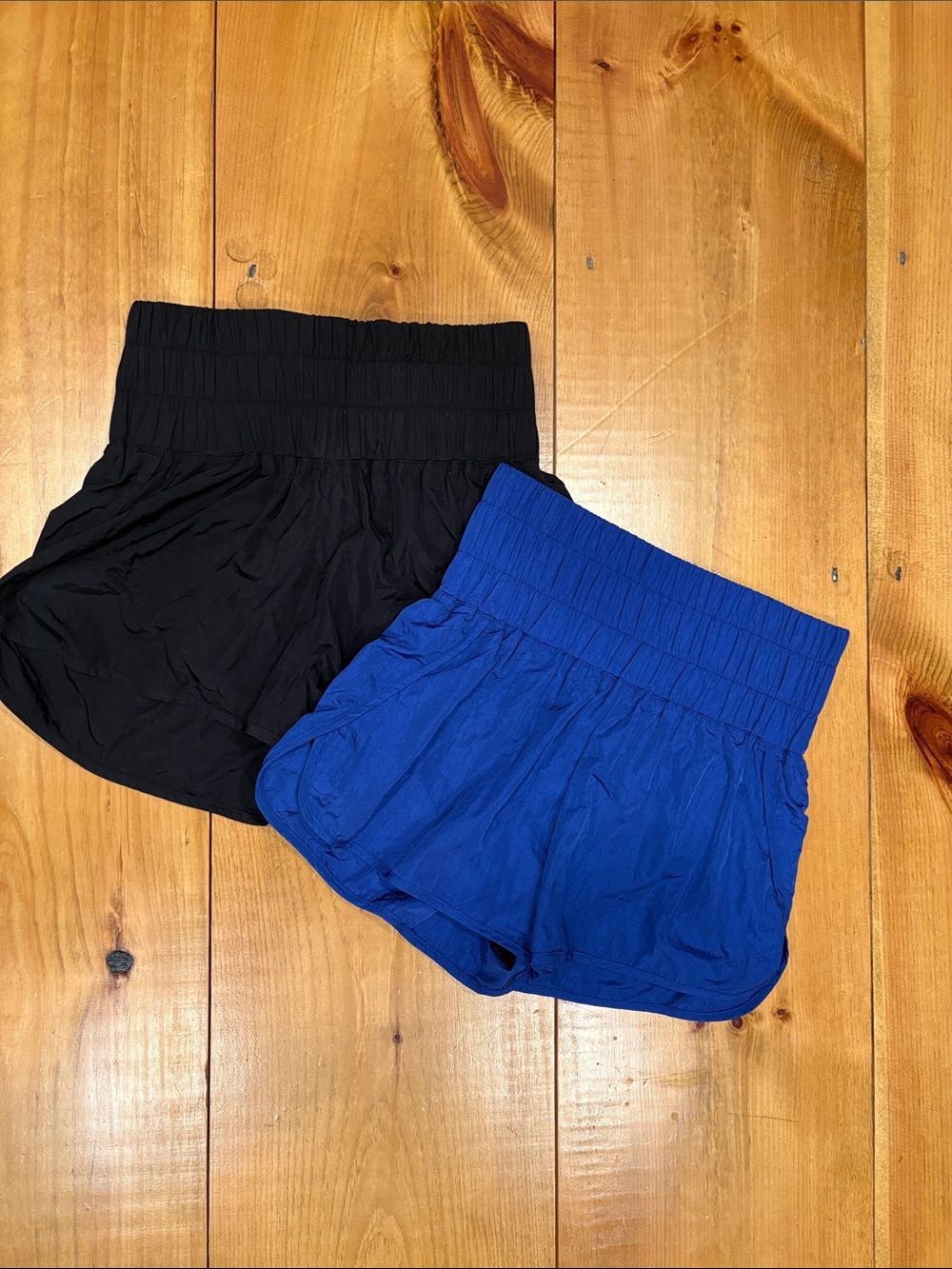 Women's Athletic Shorts — Black & Royal Blue